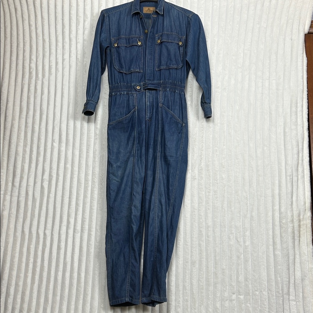 Vintage 90s chambray denim long sleeve jumpsuit/boilermaker